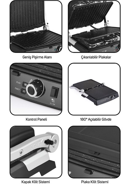 CG-320 Bestost 2000 Watt Izgara ve Tost Makinesi Inox