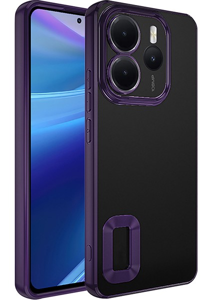 Xiaomi Redmi Note 14 4g Kılıf Logo Gösteren Parlak Kenarlı Kamera Lens Korumalı Şeffaf Omega Silikon Kapak