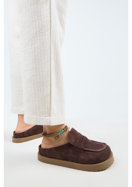 (Ziva) Kadın Loafer Platform Antrasit Terlik