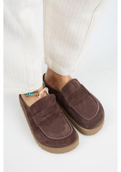 (Ziva) Kadın Loafer Platform Antrasit Terlik modelleri