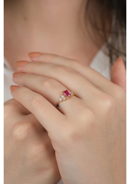 14 Ayar Altın Kırmızı Taşlı Yüzük 878 fiyatları