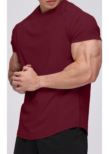 Erkek Running Sports Reglan Oval Kesim Penye T-Shirt