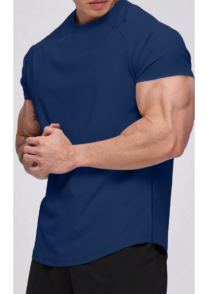 Erkek Running Sports Reglan Oval Kesim Penye T-Shirt