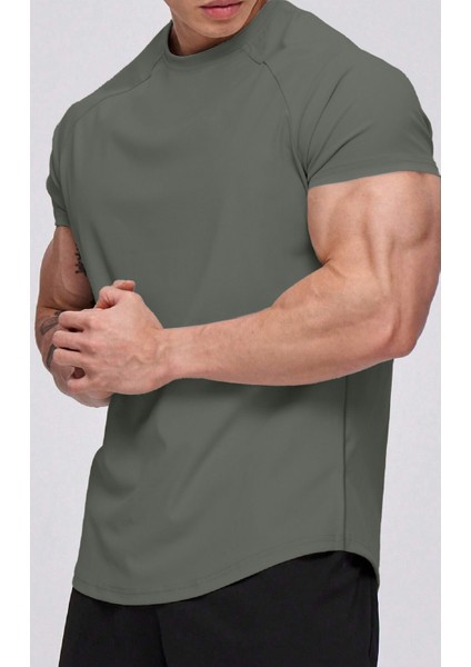 Erkek Running Sports Reglan Oval Kesim Penye T-Shirt