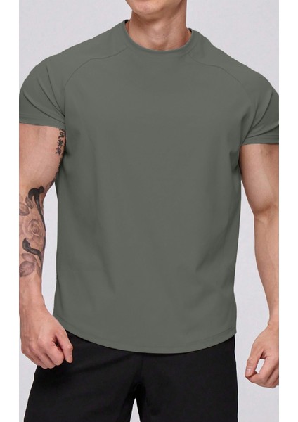 Erkek Running Sports Reglan Oval Kesim Penye T-Shirt