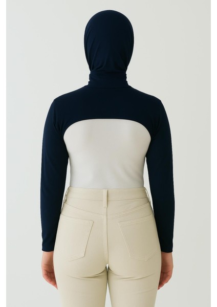 Dik Yaka Boyunluklu Kolluk - Pamuk Bolero Crop, Uzun Kollu Balıkçı Yaka, Rahat ve Şık Tasarım