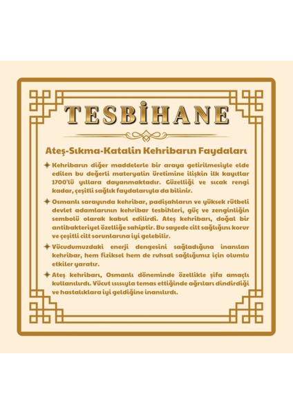 Kararmaz Metal Püsküllü Arpa Kesim Sarı Ateş Kehribar Tesbih