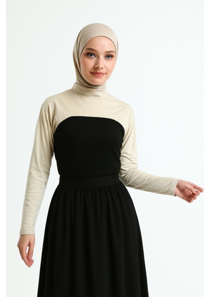 Dik Yaka Boyunluklu Kolluk - Pamuk Bolero Crop, Uzun Kollu Balıkçı Yaka, Rahat ve Şık Tasarım