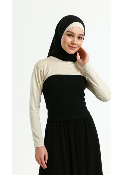 Dik Yaka Boyunluklu Kolluk - Pamuk Bolero Crop, Uzun Kollu Balıkçı Yaka, Rahat ve Şık Tasarım