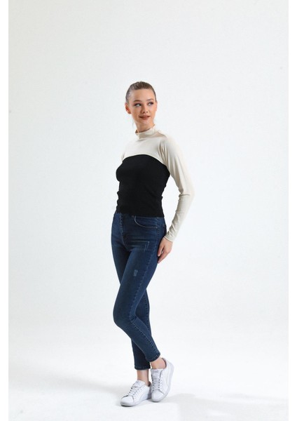 Dik Yaka Boyunluklu Kolluk - Pamuk Bolero Crop, Uzun Kollu Balıkçı Yaka, Rahat ve Şık Tasarım