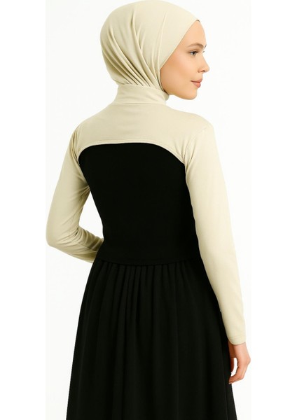 Dik Yaka Boyunluklu Kolluk - Pamuk Bolero Crop, Uzun Kollu Balıkçı Yaka, Rahat ve Şık Tasarım