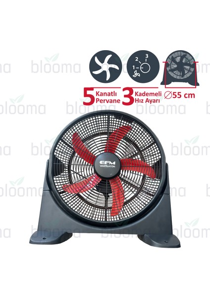 3 Kademeli Büyük Boy Yer Tipi Vantilatör