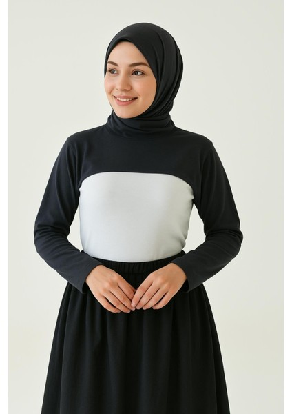 Dik Yaka Boyunluklu Kolluk - Pamuk Bolero Crop, Uzun Kollu Balıkçı Yaka, Rahat ve Şık Tasarım