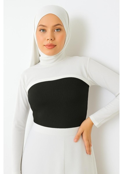 Dik Yaka Boyunluklu Kolluk - Pamuk Bolero Crop, Uzun Kollu Balıkçı Yaka, Rahat ve Şık Tasarım