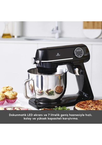 Multichef Artisan Digital Ekran 7 Litre Döküm Stand Mikser Siyah 1800W