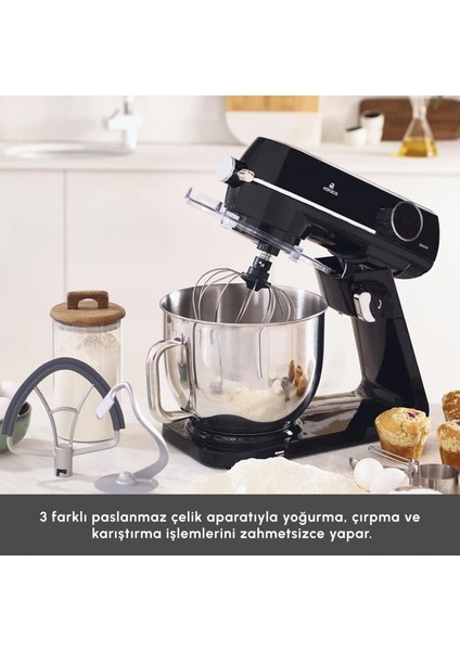 Multichef Artisan Digital Ekran 7 Litre Döküm Stand Mikser Siyah 1800W