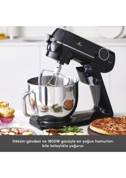 Multichef Artisan Digital Ekran 7 Litre Döküm Stand Mikser Siyah 1800W