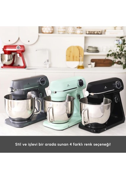 Multichef Artisan Digital Ekran 7 Litre Döküm Stand Mikser Siyah 1800W