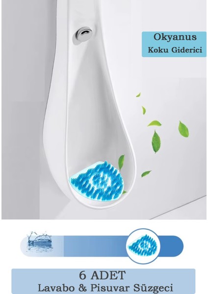 Okyanus Kokulu Pisuvar Süzgeci - Pisuvar, Lavabo Ve Yer Giderlerinde Kullanılır – İleri İğne Teknolojisi (5'li)