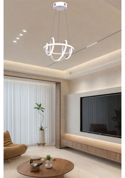 Modern Beyaz Güney Model Tek Renk Lüks LED Avize modelleri