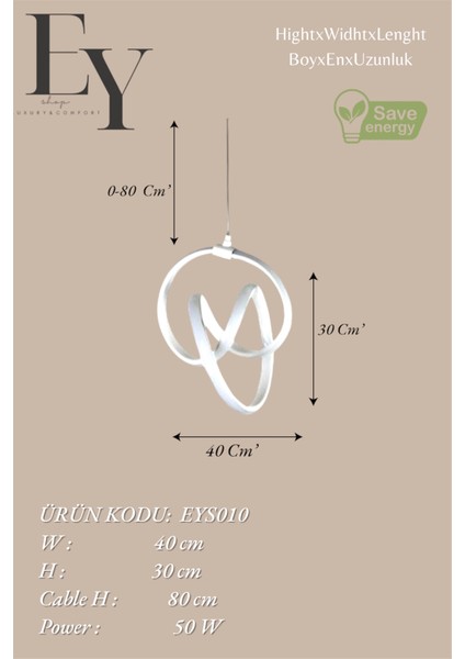 Modern Beyaz Venüs Model 3 Renk (Beyaz & Sarı & Günışığı) Lüks LED Avize modelleri