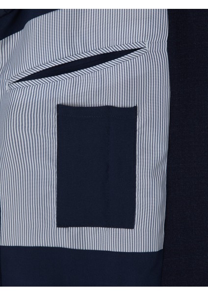 Erkek Lacivert Slim Fit Düz Yün Takım Elbise 50306130-VR033