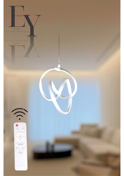 Modern Beyaz Venüs Model Kumandalı 3 Renk (Beyaz & Sarı & Günışığı) Lüks LED Avize