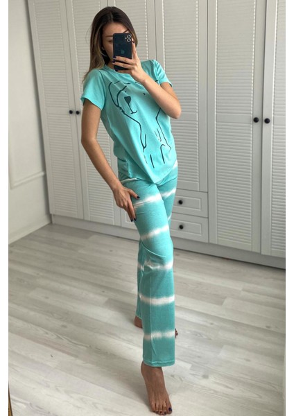 Kısa Kol Pijama Takım YEŞIL-441027