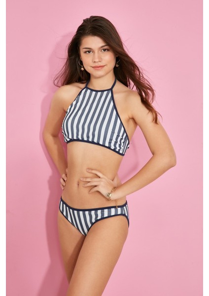 Kadın Varsiti Boyundan Bağlı Halter Bikini Takım 00252 Lacivert fiyatları