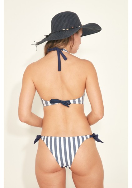 Kadın Kelly Boyundan Bağlı Üçgen Bikini Takım 00251 Lacivert indirimleri