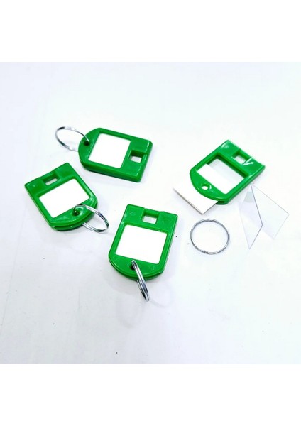100X Anahtarlık Kare Plastik Etiket Kimlik Pvc Li Isimlik Isim Yazı Yazmalık Yazılabilen-Koyu Yeşil