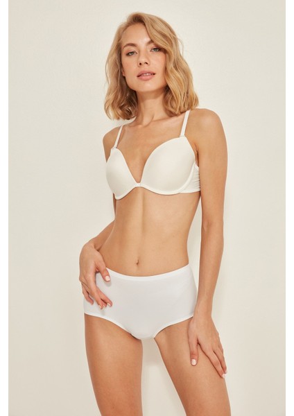 C12804 Kadın Yapıştırma Brezilya Lazer Slip Beyaz