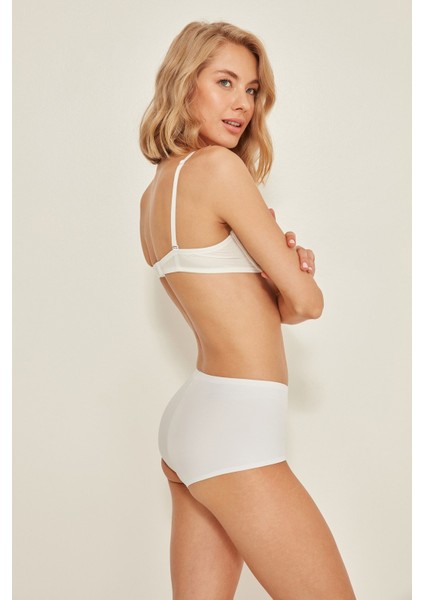 C12804 Kadın Yapıştırma Brezilya Lazer Slip Beyaz