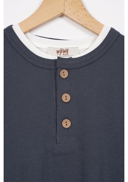 Patlı Dugmelı Basıc Ekru Fume Renk Erkek Cocuk Tshırt indirimleri