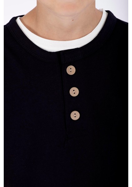 Patlı Dugmelı Basıc Beyaz Lacivert Renk Erkek Cocuk Tshırt fiyatları