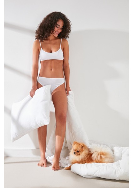 C11441 Kadın Modal Cotton Slip Külot Beyaz