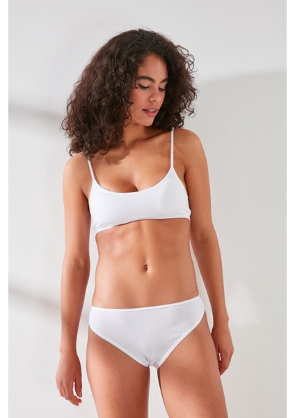 C11441 Kadın Modal Cotton Slip Külot Beyaz