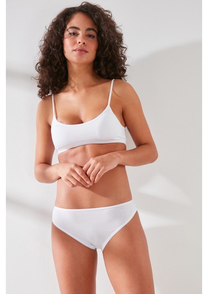 C11441 Kadın Modal Cotton Slip Külot Beyaz