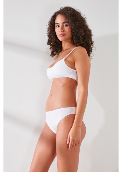 C11441 Kadın Modal Cotton Slip Külot Beyaz