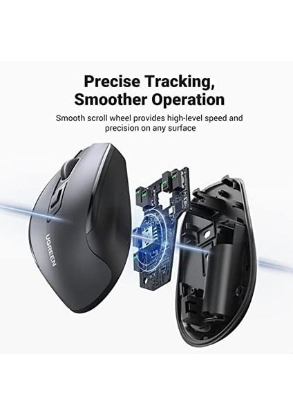 Ergonomische Draadloze Muis Met USB Ontvanger 2.4 Ghz Silent Click USB Muis 4000 Dpı Verstelbaar Compatibel Met Pc,tablet,laptop,windows,macos, Linux. (Zwart)