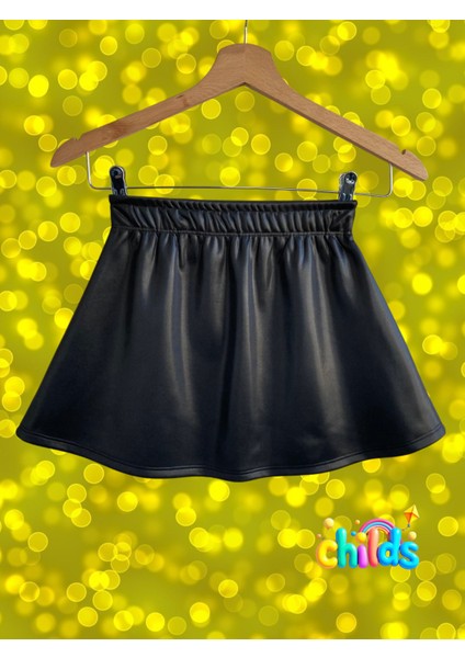 Parlak Deri Görünümlü Mini Etek Kız Çocuk modelleri