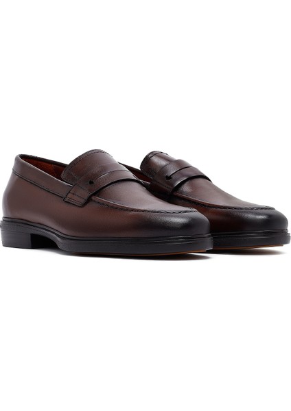 Erkek Kahverengi Deri Loafer 25sfd724118 modelleri