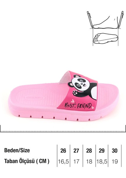 Kız Çocuk Yazlık Best Friend Panda Pu Rahat Taban Ev Banyo Havuz Plaj Terlik fiyatları