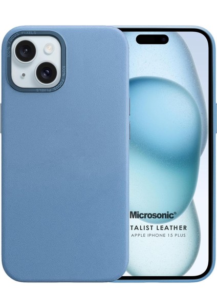 Apple iPhone 15 Plus Için Kılıf Metalist Leather Mavi [Apple iPhone 15 Plus ile Uyumlu Kılıf - Mavi]