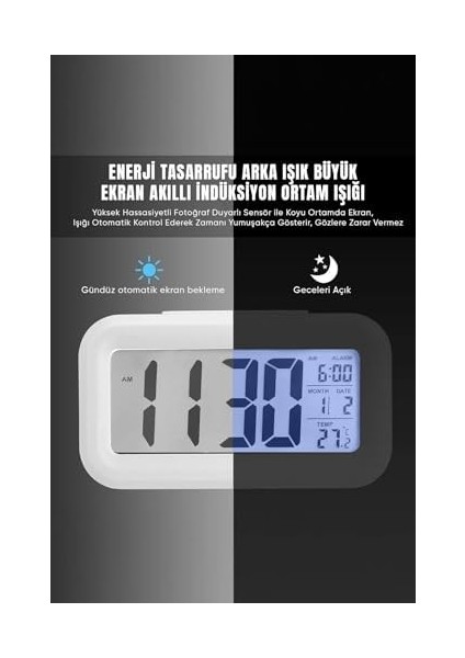 Masa Saati, Gece Görüş Sensörü Masa Saati, Iç Mekan Dijital Oda Termometresi Takvim Çalar Saat