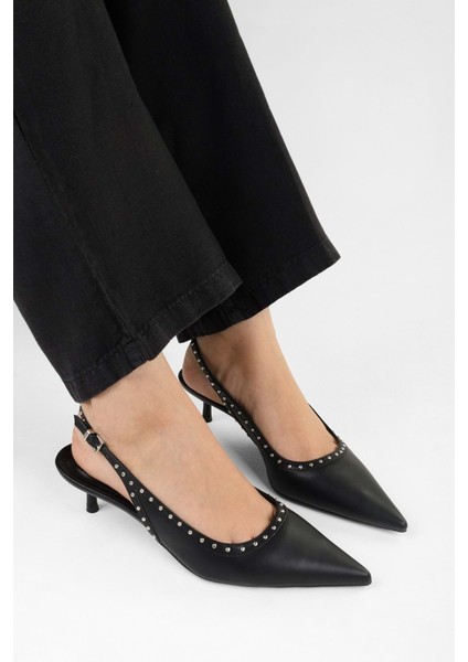Kadın Nina Siyah Cilt Troklu Stiletto