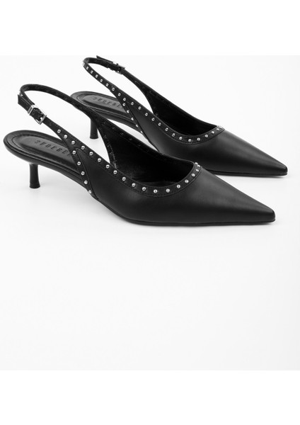 Kadın Nina Siyah Cilt Troklu Stiletto fiyatları