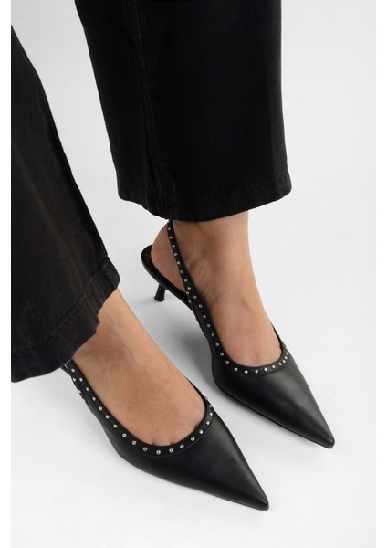 Kadın Nina Siyah Cilt Troklu Stiletto indirimleri