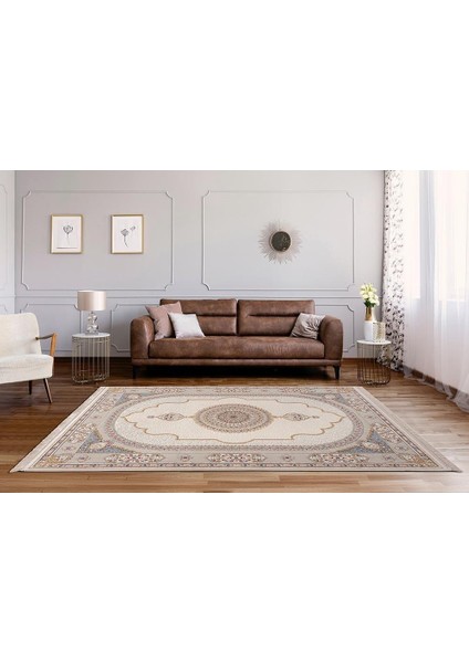 Flora FR004A Beyaz Mavi Koridor Halısı Mutfak Halısı Salon Halısı