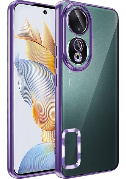 Huawei Honor 90 Kılıf Kamera Korumalı Logo Gösteren Şeffaf Kapak
